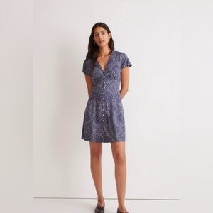 Madewell Shirred Button Front Mini Dress